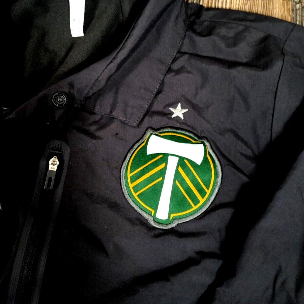 Adidas Men Portland Timbers Lined Jacket Windbreaker Soccer Track Snap Gray Sz S